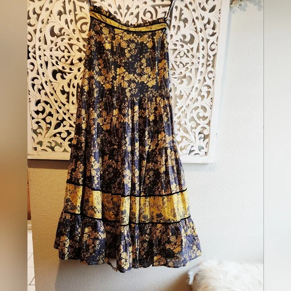 CAROLINA K TIERED ROMANTIC FLORAL MAXI SKIRT SIDE ZIPPER SIZE SMALL - Picture 10 of 17